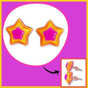 Neon Rainbow Star Stud Earrings
